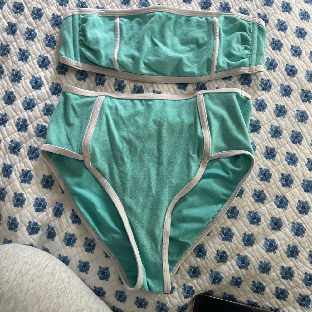 Kona Sol Teal  High-Waisted Bikini Set